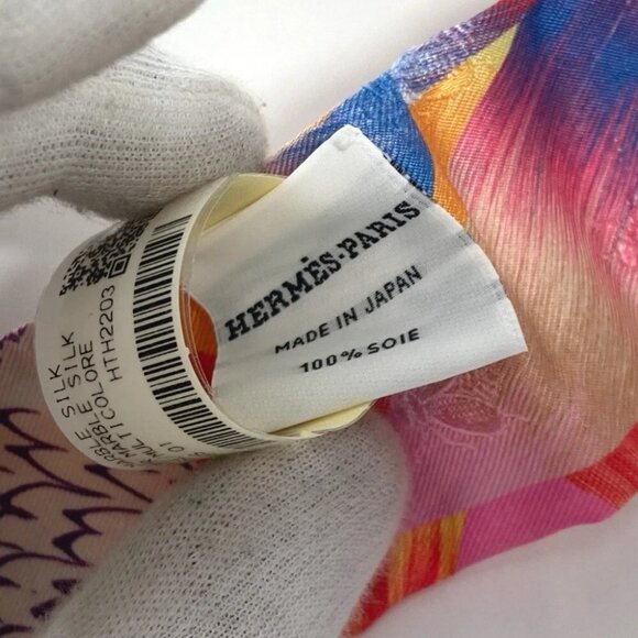 HERMES Twilly Twilly Kyoto Marble Scarf silk Multicolore Unused - Picture 9 of 15
